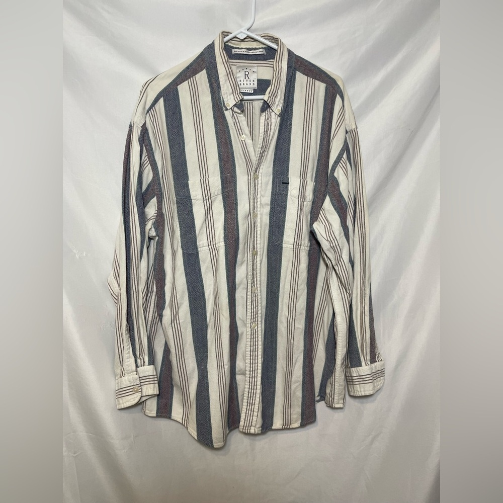 Vintage Arrow River Brand Striped Button Down Shirt XL 100% Cotton USA Made - Picture 2 of 5